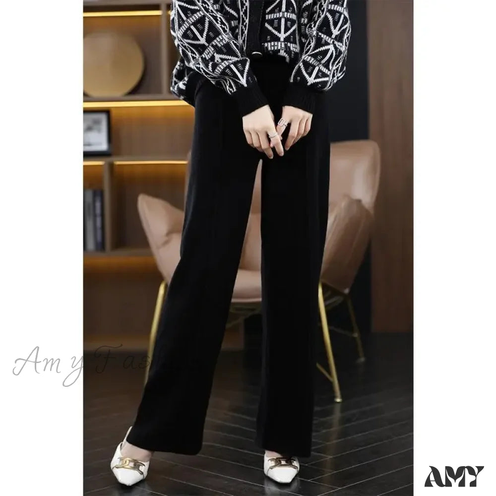 Weekend Bargains Just for You All-Match Solid Wide Leg High Waist Casual Thick Pants