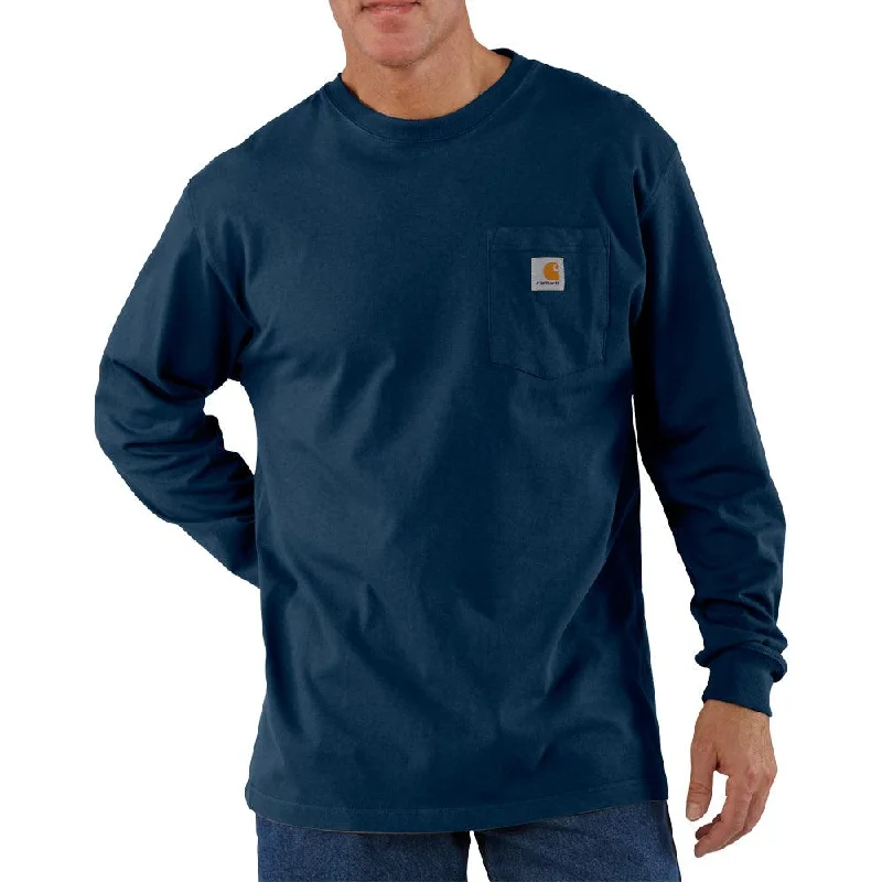 K126 - Loose fit heavyweight long-sleeve pocket t-shirt - Navy