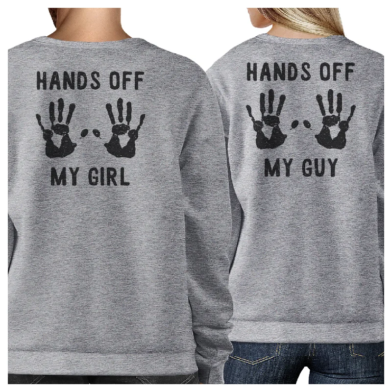 Crazy Savings Hands Off My Girl And My Guy Matching Couple Grey Sweatshirts