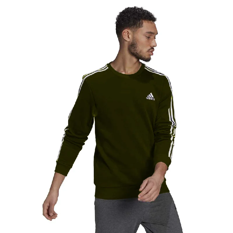 Bargain Bin ADDS Embroided Logo3 Stripes  Sports Fleece Olive Green Sweatshirt 10452