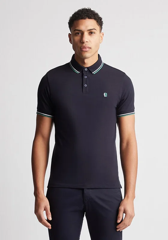 Final Offer Remus Uomo Contrast Trim Polo Shirt, Navy & Blue