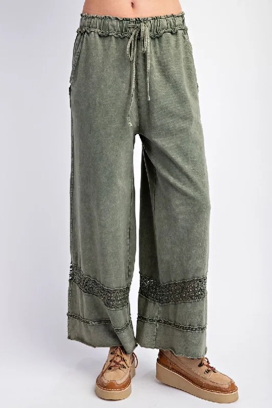 Weekend Bargains to Relish Crochet Trim Terry Knit Pants