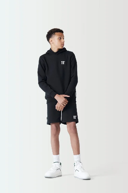 Super Deal Junior Text Panel Cut and Sew Hoodie - Black