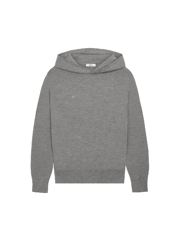 Weekend Bargains Galore Mens Regenerative Merino Wool Hoodie—grey marl
