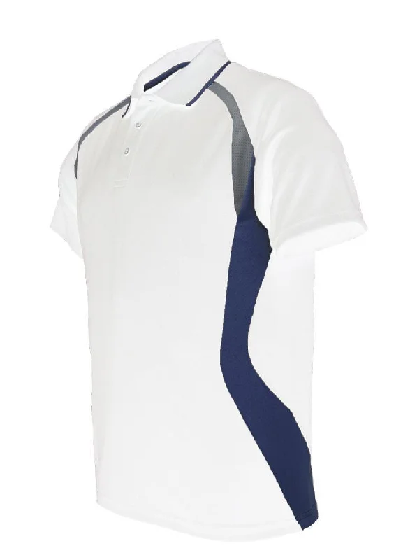 Customer Appreciation Sale Golf Sports Panel Polo Shirt - White/Navy/Grey