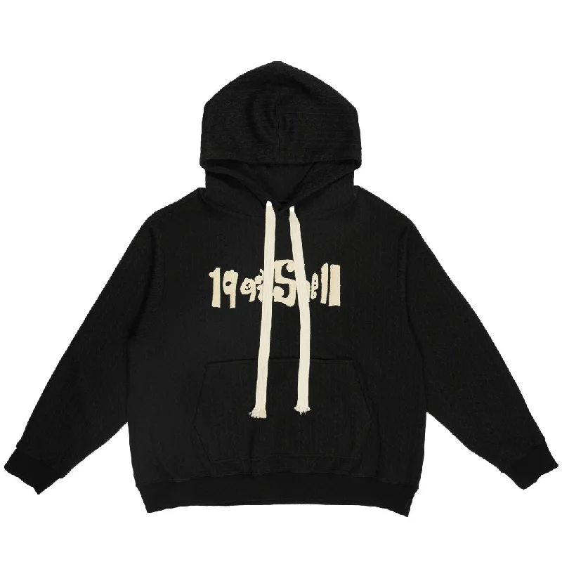Crazy Deals 1997shell Textured Embroidery Black Hoodie