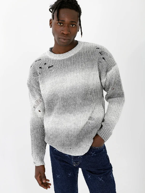 DISTRESSED GENTLEMAN SWEATER | WHITE-GRAY