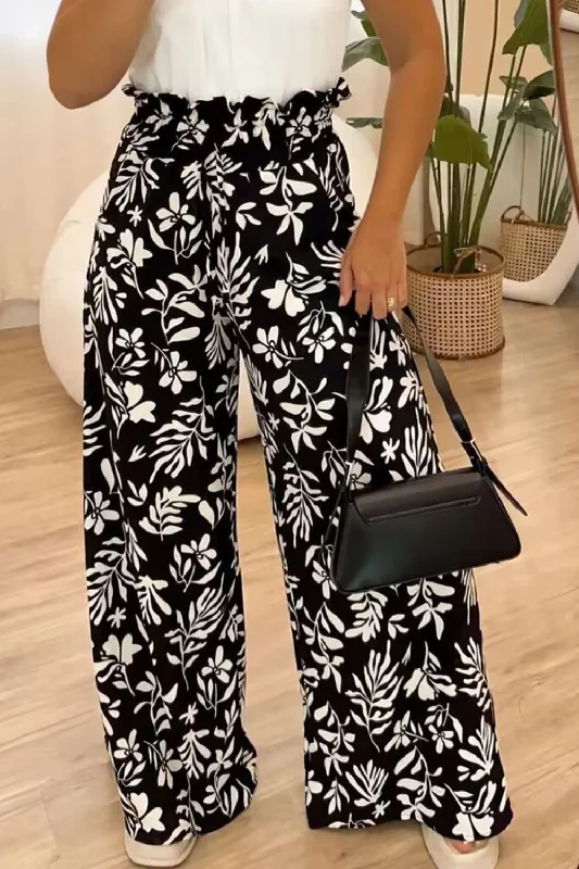 Steal Deal Full Size Printed High Waist Wide Leg Pants