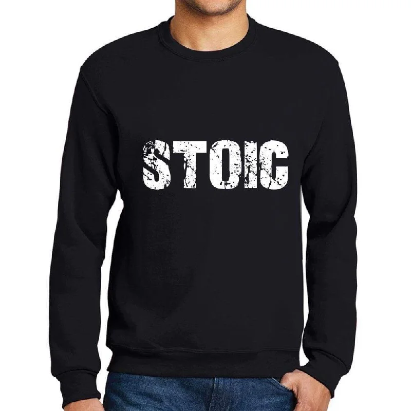 Men's Printed Graphic Sweatshirt Popular Words STOIC Deep Black