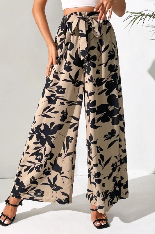 Final Clearance Printed Tied Wide Leg Pants