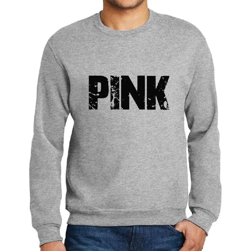 Deal Explosion Men's Printed Graphic Sweatshirt Popular Words PINK Grey Marl