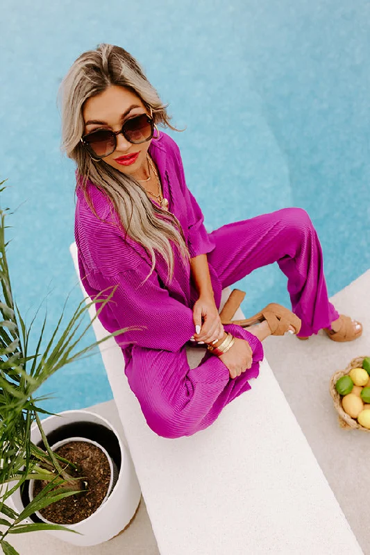 Quick Sale Genuine Gratitude Pleated High Waist Pants In Orchid