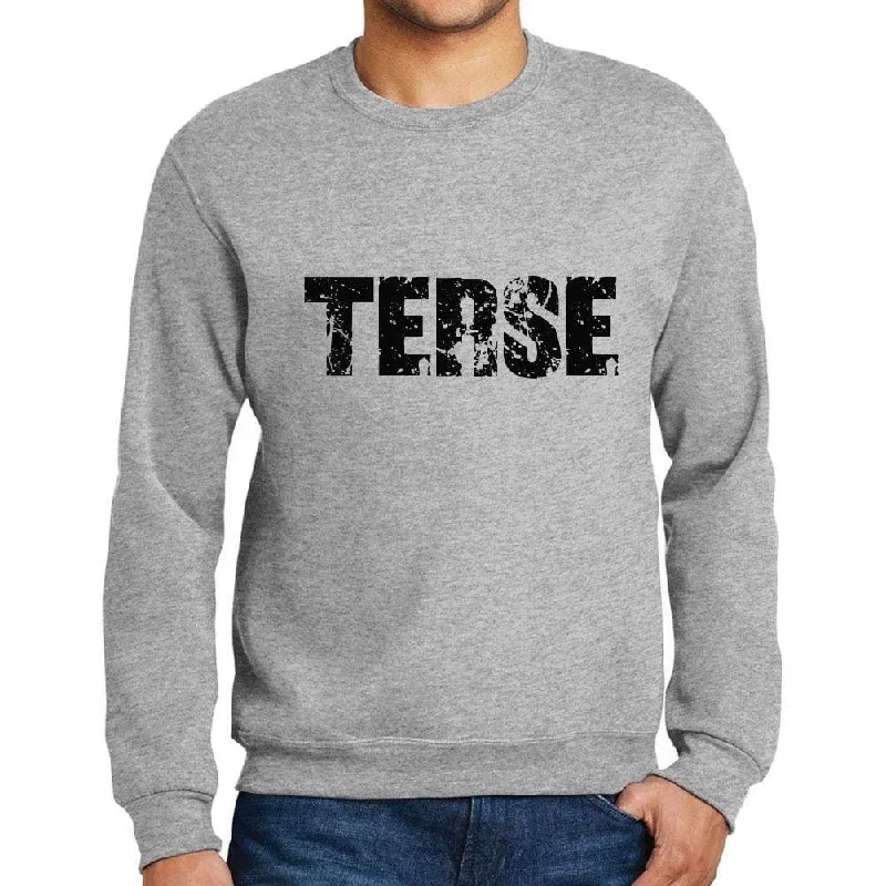 Steals and Deals Men's Printed Graphic Sweatshirt Popular Words TERSE Grey Marl