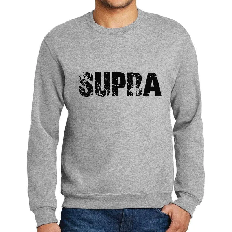 Sale Alert Men's Printed Graphic Sweatshirt Popular Words SUPRA Grey Marl