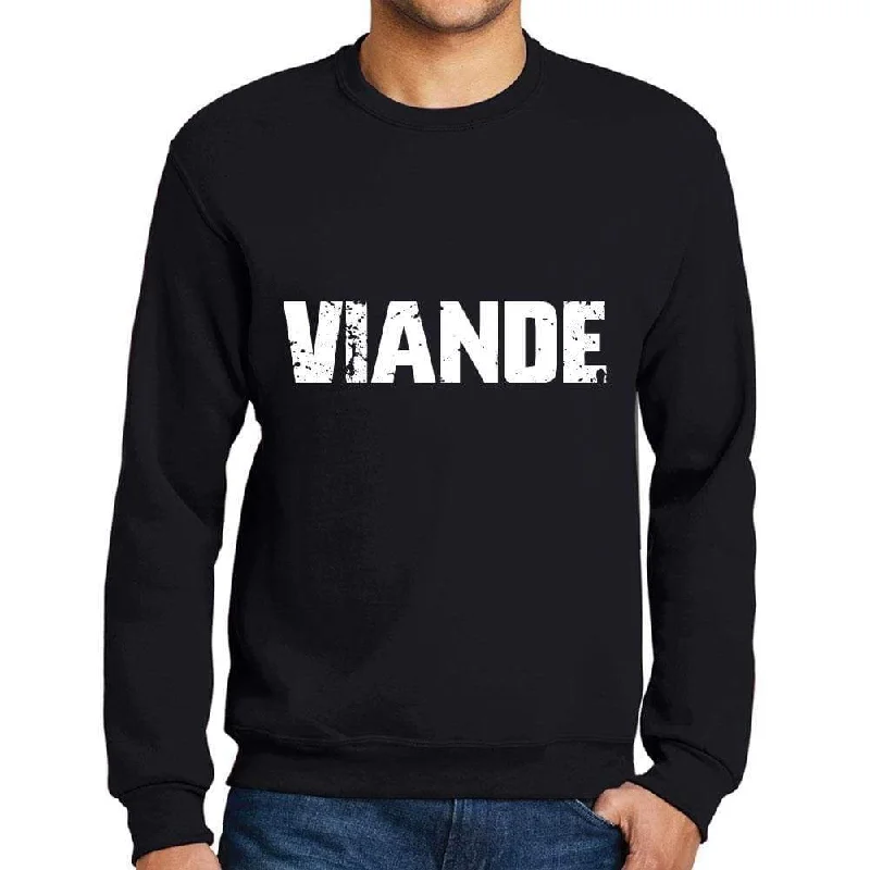 Men's Printed Graphic Sweatshirt Popular Words VIANDE Deep Black