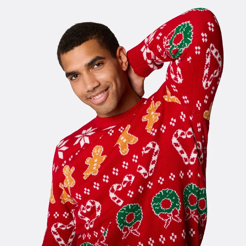 Weekend Deal Roter Klassischer Weihnachtspullover Herren