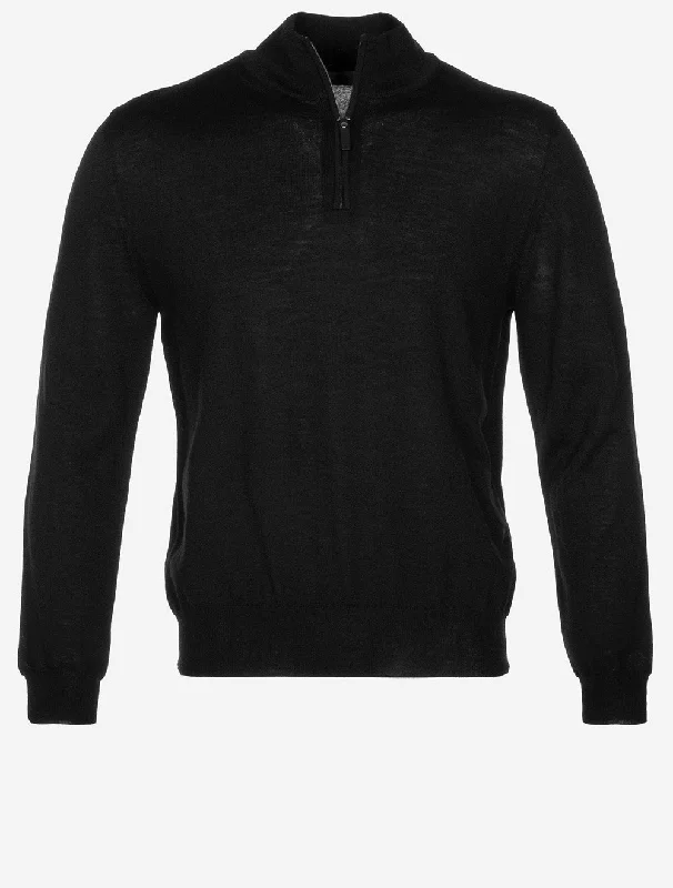 Deal Alert Half Zip Merino Wool Knitwear Black