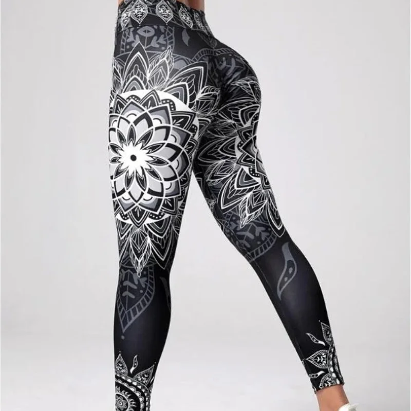 Weekend Price Cuts Galore Ink Printing Yoga Trousers Fashion Slim Women's Skinny Pants