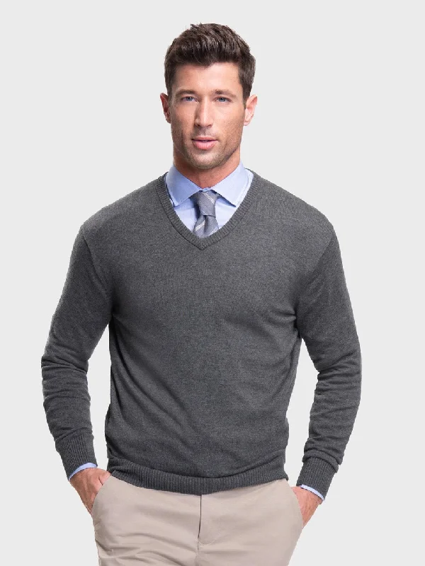 Men's V-Neck Sweater - Charcoal Heather