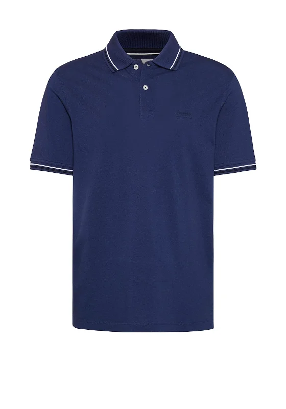 Price Buster Bugatti Stripe Collar Polo Shirt, Ocean