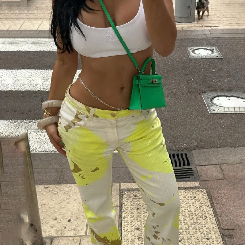 Special Price Roberto Cavalli yellow sequin jeans - M