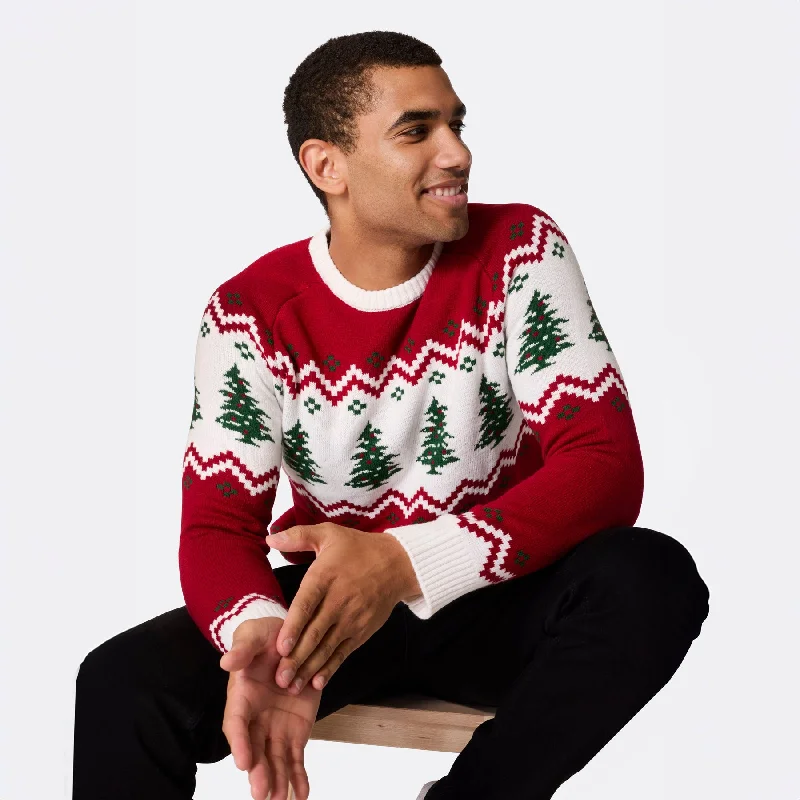 Steals and Deals Retro Weihnachtsbaum Weihnachtspullover Herren
