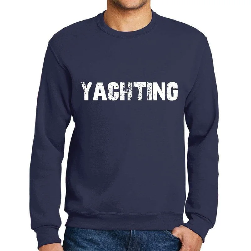 Super Savings Men's Printed Graphic Sweatshirt Popular Words YACHTING French Navy