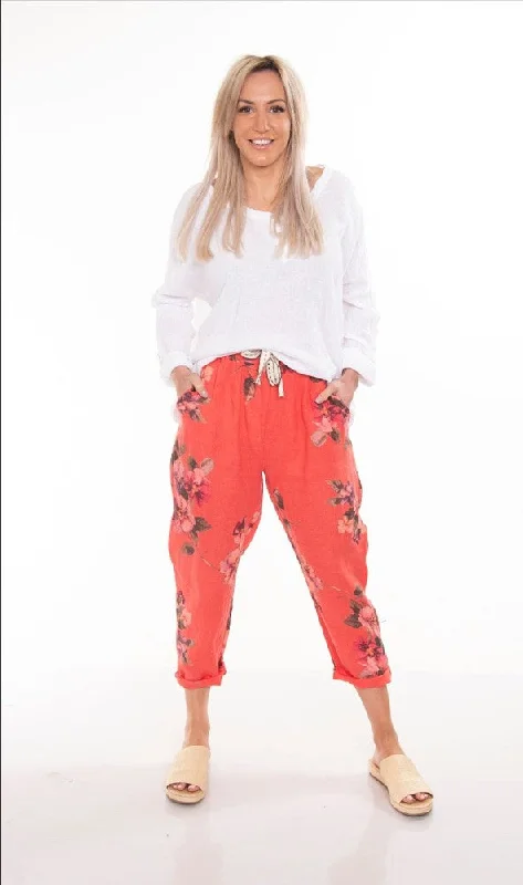Online Exclusive Italian Cartel Positano Floral Pant Coral