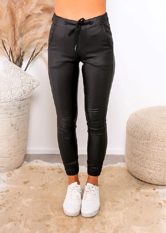 Weekend Bargains to Cherish Leoni Hayden Wetlook Joggers Black