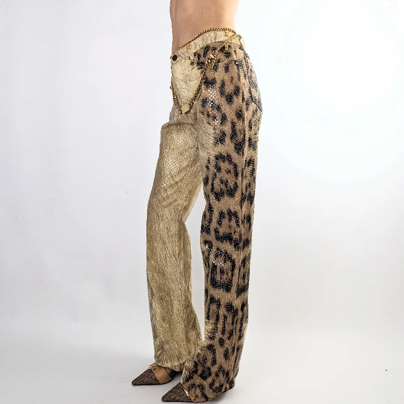 Weekend Savings Bonanza Roberto Cavalli shimmering leopard denim pants - S