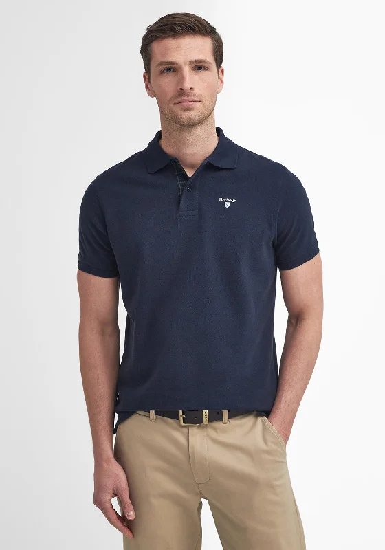 Midnight Madness Barbour Men's Tartan Contrast Pique Polo Shirt, New Navy