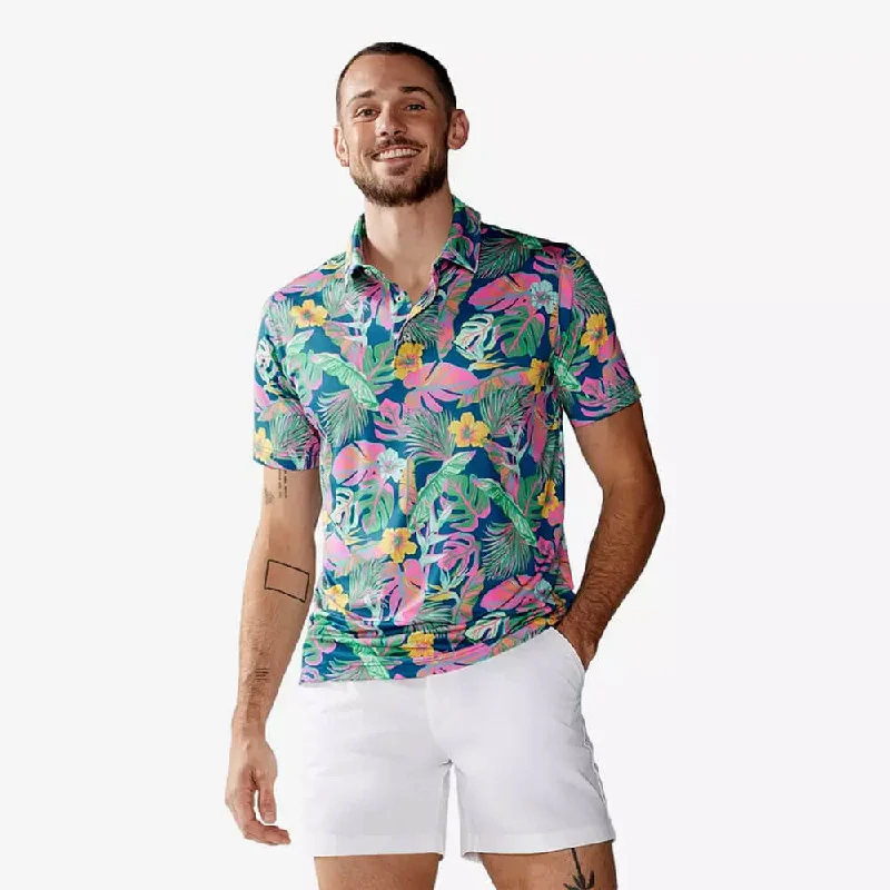 Instant Deal Chubbies The Wild Flower Wonder Performance Polo Shirt - Navy