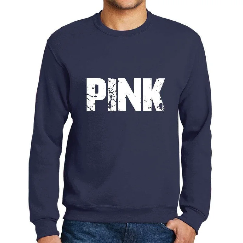 Men's Printed Graphic Sweatshirt Popular Words PINK French Navy