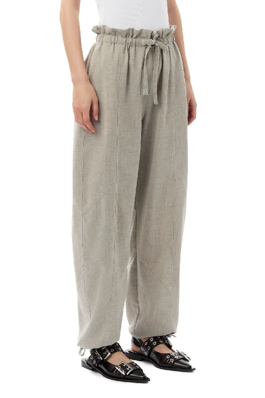 Overstock Clearance LIGHT MELANGE SUITING ELASTICATED WAIST PANTS