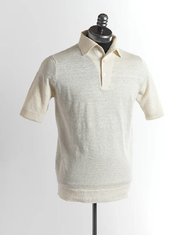 Reduced Rates Standup Collar Linen Polo Shirt