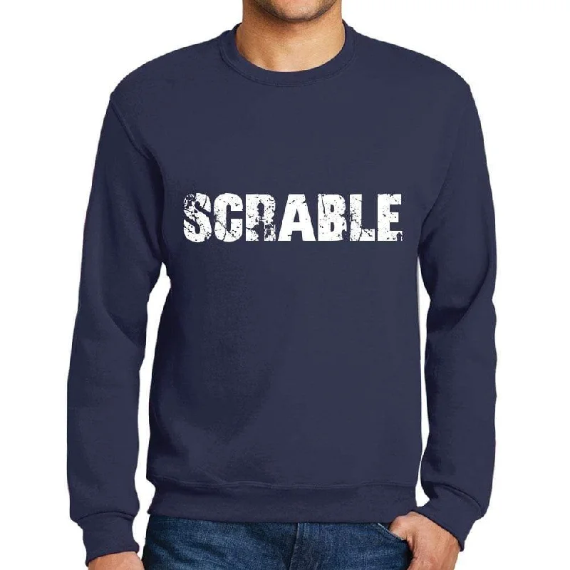 Huge Savings Men's Printed Graphic Sweatshirt Popular Words SCRABLE French Navy