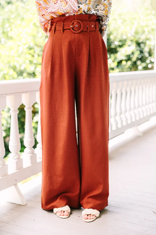 Closeout Deal Day At The Office Brown Wide Leg Trousers