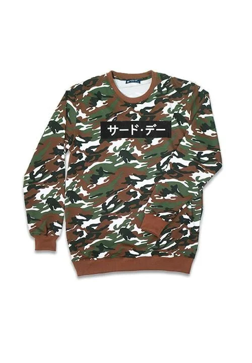 Third Day MO146F sweater INV katakana  camo gr-wh