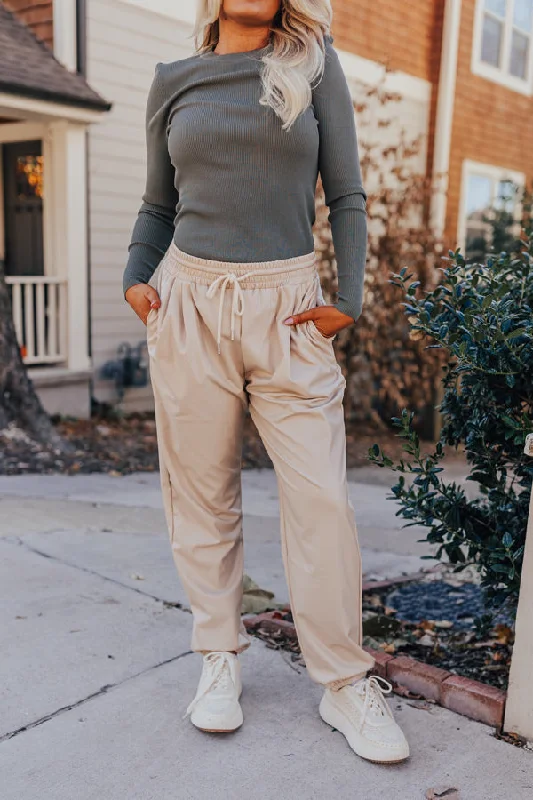 Savings Galore The Kennedy High Waist Faux Leather Joggers