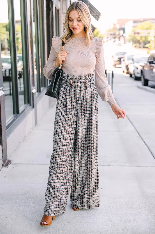 Now or Never Feeling So Right Brown Tweed Trousers