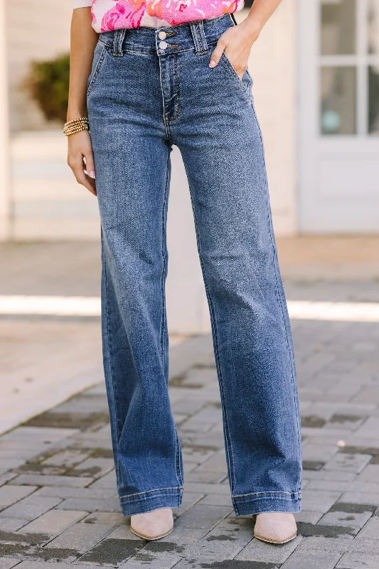 Value Deals Judy Blue: Make You Move Medium Wash Wide Leg Jeans