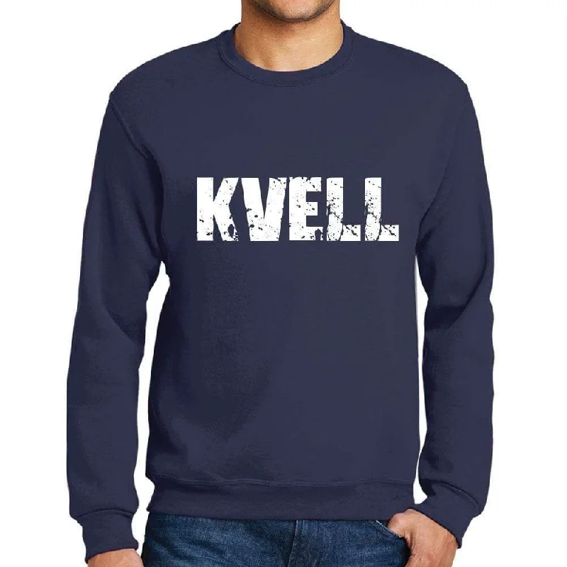 Price Cut Men's Printed Graphic Sweatshirt Popular Words KVELL French Navy