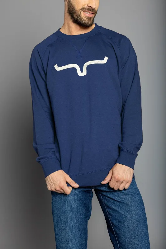 Kimes Ranch Mens Vintage Crew Navy Cotton Blend Sweatshirt