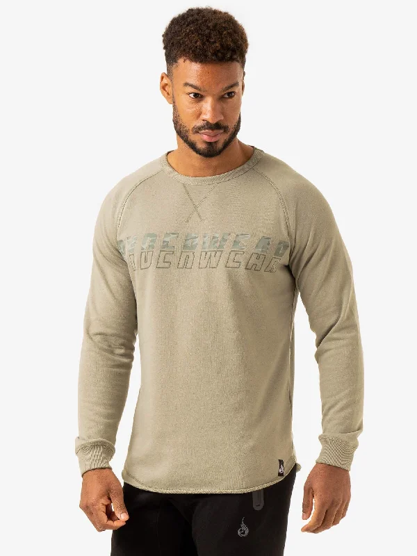 Weekend Deals to Make You Smile Overdrive Crew Neck - Sage Green