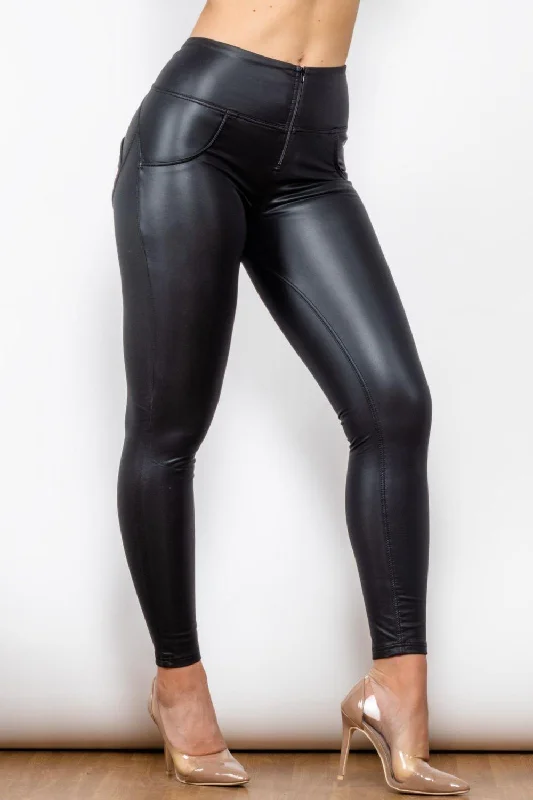 Exclusive Offer Full Size PU Leather Zip Detail Leggings