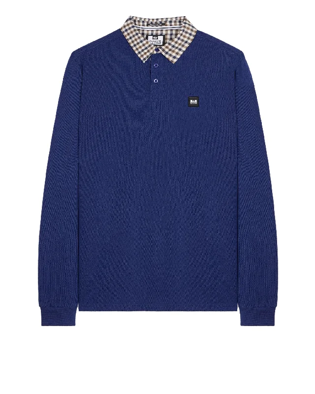 Weekend Special Walker Long Sleeve Polo Shirt Bright Navy/Mid House Check