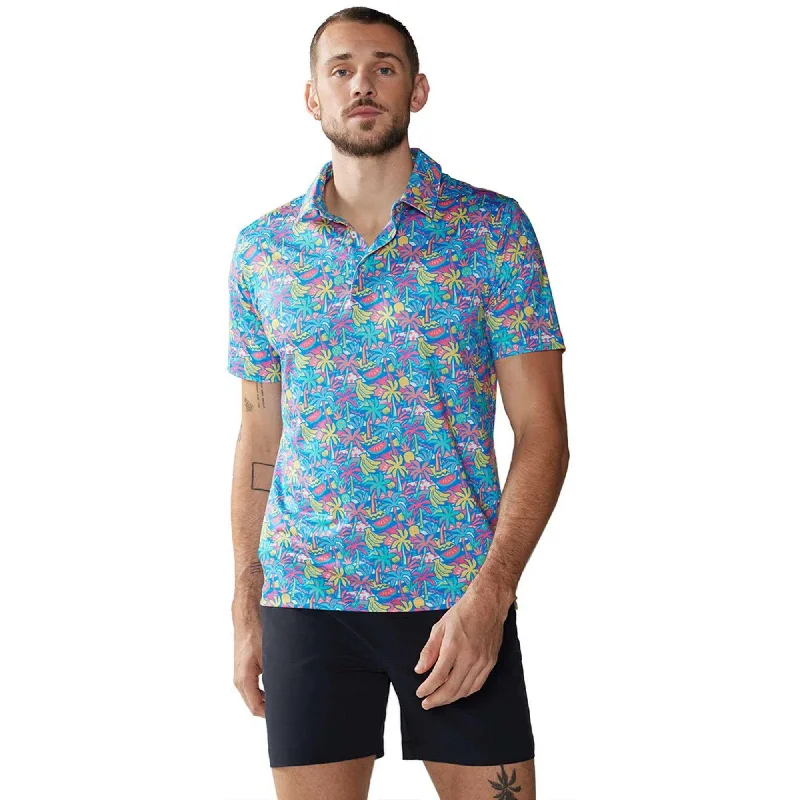 Discount Mania Chubbies The Tropical Bunch Performance Polo Shirt - Bright Blue