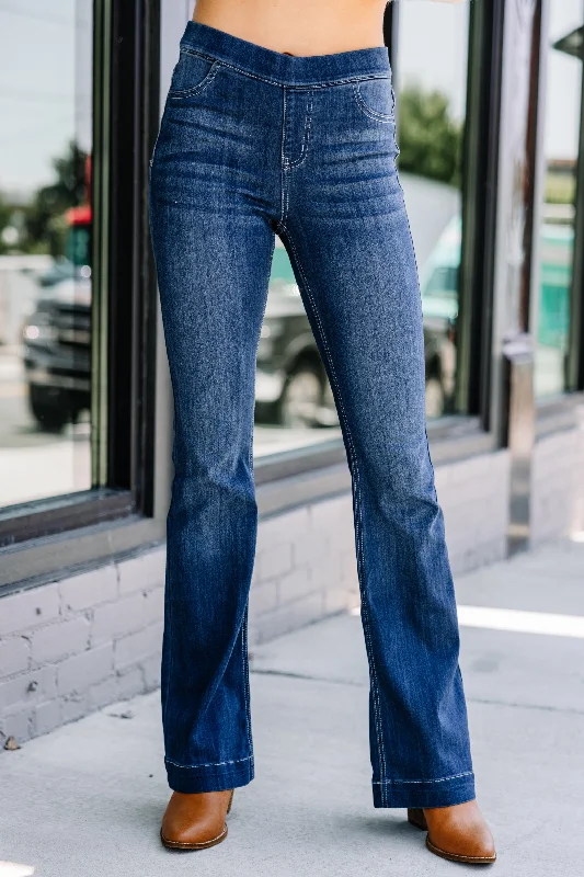 Weekend Discounts to Celebrate Feeling Generous Dark Wash Flare Jeggings