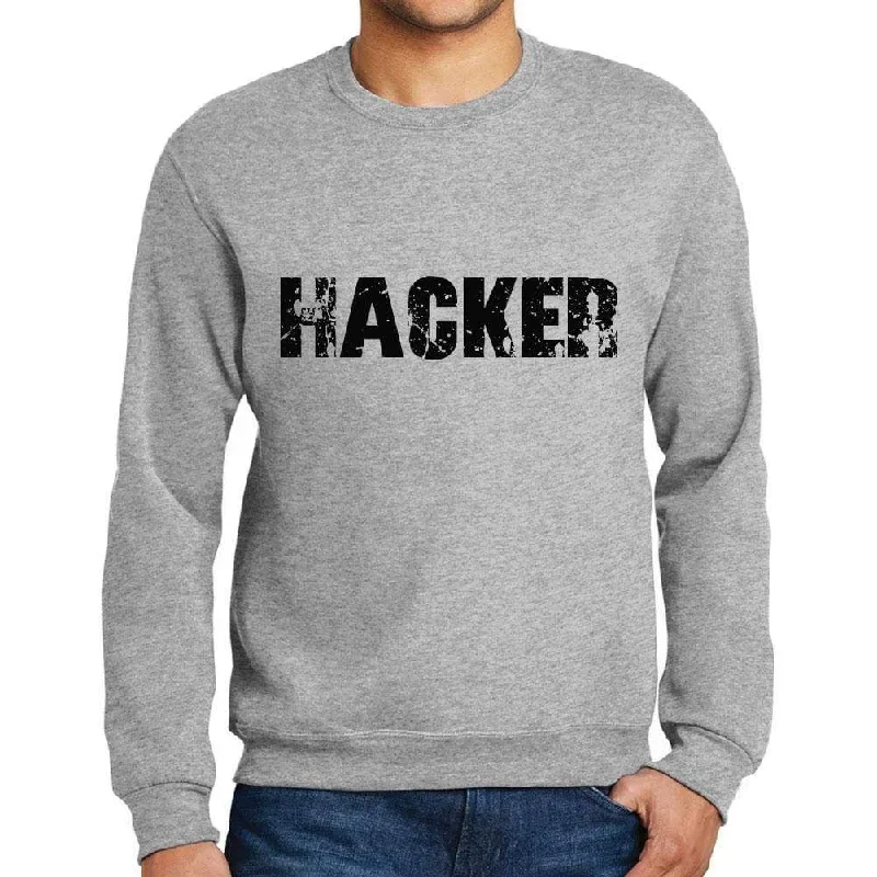 Shop the Weekend Away Men's Printed Graphic Sweatshirt Popular Words HACKER Grey Marl Shop the Weekend Away Men's Printed Graphic Sweatshirt Popular Words HACKER Grey Marl