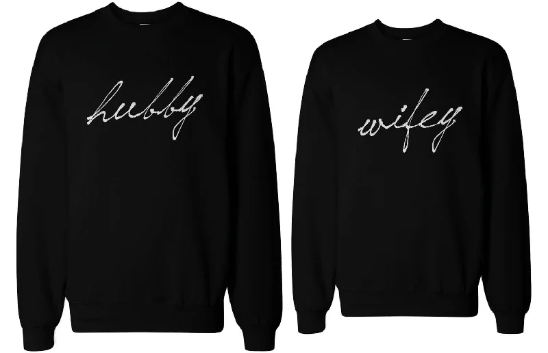 Bargain Blast Hubby and Wifey Couple Sweatshirts Funny Matching Outfit for Couples